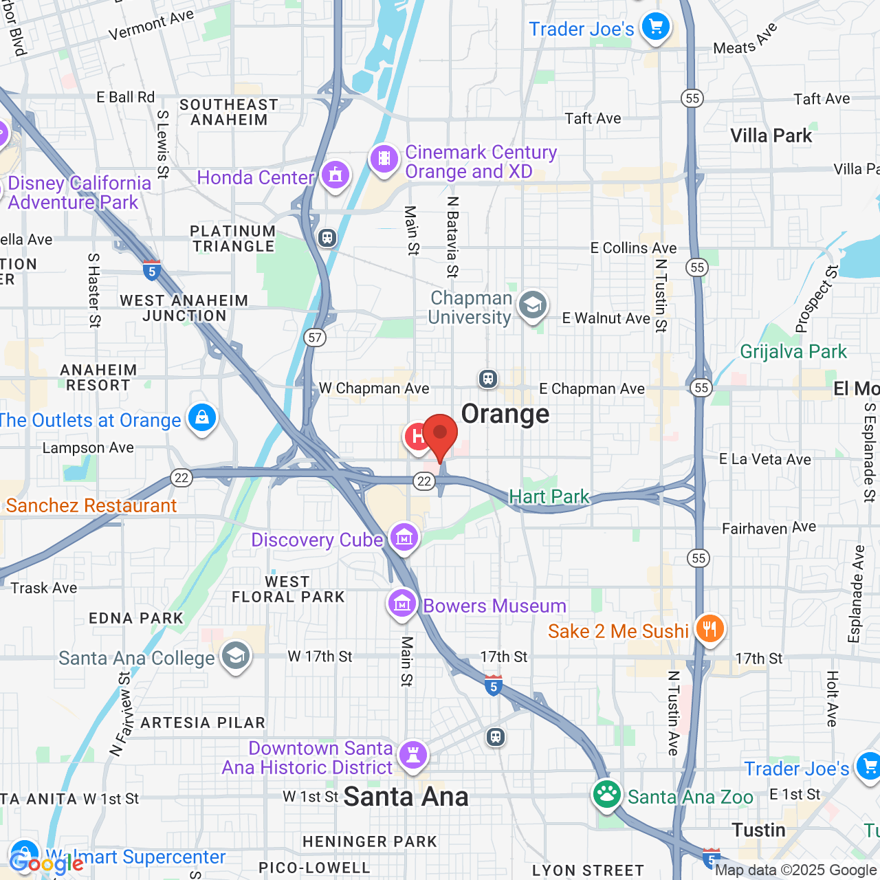 Google map image of our location in 1010 W La Veta Ave Orange, CA